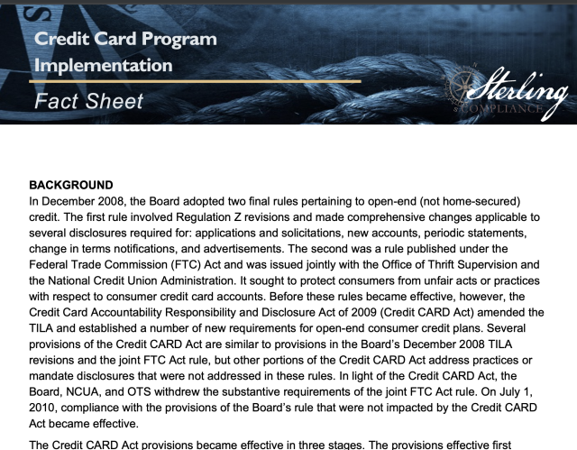 Credit Card Implementation Document Preview